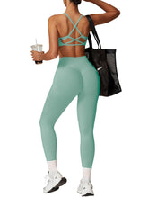 Load image into Gallery viewer, Scrunch Butt Impact Leggings for Women Mid Low Waist 25" Seamless Gym Yoga Pants Tummy Control Compression Booty Tights Light Green
