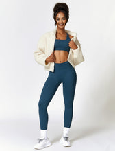 Load image into Gallery viewer, ABOCIW Womens Seamless Workout Sets V Back Scrunch Lifting High Waist Leggings Cross Back Strappy Sports Bra 2 Piece Matching Yoga Gym Sets Y-Navy Blue
