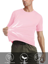 Load image into Gallery viewer, MAGCOMSEN Men's UPF 50+ Short Sleeve T-Shirt – Lightweight Moisture Wicking Gym &amp; Running Shirt | Light Pink
