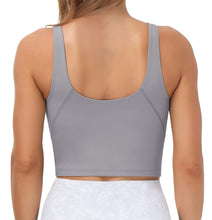 Load image into Gallery viewer, Women’s Longline Sports Bra Wirefree Padded Medium Support Yoga Bras Gym Running Workout Tank Tops(Lavender Grey)
