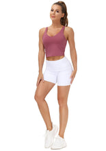 Load image into Gallery viewer, Women’s Longline Sports Bra Wirefree Padded Medium Support Yoga Bras Gym Running Workout Tank Tops (Rose red)
