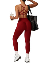 Load image into Gallery viewer, Impact Leggings for Women Seamless Workout Yoga Pants Hidden Scrunch Butt Tummy Control Gym Leggings Mid Low Waist 25" Scarlett Red
