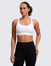 Load image into Gallery viewer, CRZ YOGA Women's Strappy Sports Bras Fitness Workout Padded Yoga Criss Cross Back Cami White
