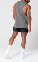 Load image into Gallery viewer, Project Titan Men's Drop Arm Tank Top – Cut Off Sleeveless Gym Shirt for Weightlifting &amp; Bodybuilding in Steel Grey
