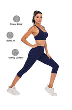 Load image into Gallery viewer, Steppe Naked Feeling High Waisted Yoga Pants Women's Workout Capris Leggings with Pockets Tummy Control Buttery Soft Running Compression Capris for Athletic Gym Exercise Fitness Royal Blue
