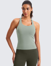 Load image into Gallery viewer, CRZ YOGA Butterluxe Racerback Workout Tank Tops for Women Sleeveless Camisole Gym Athletic Yoga Shirts Green Palm Court
