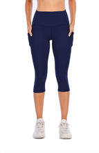 Load image into Gallery viewer, Steppe Naked Feeling High Waisted Yoga Pants Women's Workout Capris Leggings with Pockets Tummy Control Buttery Soft Running Compression Capris for Athletic Gym Exercise Fitness Royal Blue
