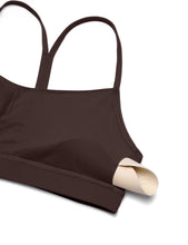 Load image into Gallery viewer, CRZ YOGA Butterluxe Womens Y Back Sports Bra - Padded Racerback Low Impact Spaghetti Thin Strap Workout Yoga Top Hot Fudge Brown
