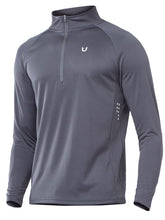 Load image into Gallery viewer, NORTHYARD Men's Quarter Zip Pullover – Long Sleeve Moisture-Wicking Running Shirt with UPF 50+ in Smoke Grey

