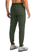Load image into Gallery viewer, Pudolla Men's Lightweight Tapered Jogger Pants with Zip Pockets – Quick-Dry Athletic Running Joggers in Army Green

