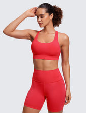 Load image into Gallery viewer, CRZ YOGA Women's Strappy Sports Bras Fitness Workout Padded Yoga Criss Cross Back Cami Crimson

