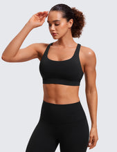 Load image into Gallery viewer, CRZ YOGA Women's Strappy Sports Bras Fitness Workout Padded Yoga Criss Cross Back Cami Black
