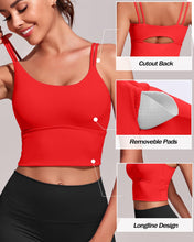 Load image into Gallery viewer, Everrysea Longline Sports Bra for Women Padded Workout Tank Tops Built in Bras Strappy Yoga Corp Top Camisole
