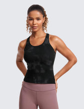 Load image into Gallery viewer, CRZ YOGA Butterluxe Racerback Workout Tank Tops for Women Sleeveless Camisole Gym Athletic Yoga Shirts Black Tie Dye Flowers
