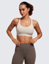 Load image into Gallery viewer, CRZ YOGA Women's Strappy Sports Bras Fitness Workout Padded Yoga Criss Cross Back Cami Mojave Tan
