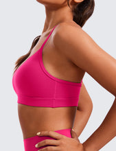 Load image into Gallery viewer, CRZ YOGA Butterluxe V-Neck Sports Bras for Women - Adjustable Thin Straps Padded Yoga Top Basic Wireless Camisole Granita Pink

