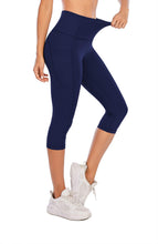 Load image into Gallery viewer, Steppe Naked Feeling High Waisted Yoga Pants Women's Workout Capris Leggings with Pockets Tummy Control Buttery Soft Running Compression Capris for Athletic Gym Exercise Fitness Royal Blue
