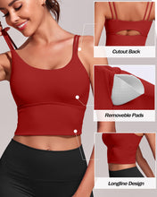 Load image into Gallery viewer, Everrysea Longline Sports Bra for Women Padded Workout Tank Tops Built in Bras Strappy Yoga Corp Top Camisole
