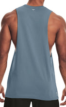 Load image into Gallery viewer, Project Titan Men's Drop Arm Tank Top – Loose Fit Cut Off Sleeveless Gym Shirt for Weightlifting &amp; Training in Cool Blue
