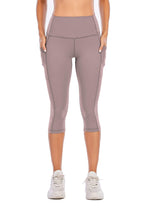 Load image into Gallery viewer, Steppe Naked Feeling High Waisted Yoga Pants Women's Workout Capris Leggings with Pockets Tummy Control Buttery Soft Running Compression Capris for Athletic Gym Exercise Fitness Grey Pink
