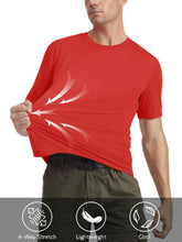 Load image into Gallery viewer, MAGCOMSEN Men's UPF 50+ Short Sleeve Dry-Fit T-Shirt – Lightweight Quick Dry Athletic Tee | Tomato
