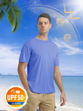 Load image into Gallery viewer, Mens Sun Shirts Short Sleeve UPF 50+ T-Shirt Quick Dry Shirts Moisture Wicking Summer Shirts Rash Guard T Shirts Light Blue
