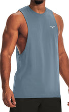 Load image into Gallery viewer, Project Titan Men's Drop Arm Tank Top – Loose Fit Cut Off Sleeveless Gym Shirt for Weightlifting &amp; Training in Cool Blue
