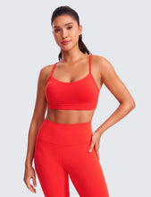 Load image into Gallery viewer, CRZ YOGA Butterluxe Womens Y Back Sports Bra - Padded Racerback Low Impact Spaghetti Thin Strap Workout Yoga Top Deep Red
