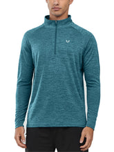Load image into Gallery viewer, NORTHYARD Men's Quarter Zip Pullover – Long Sleeve Moisture-Wicking Running Shirt with UPF 50+ in Dark Green Heather
