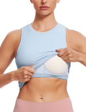 Load image into Gallery viewer, Natural Feelings Sports Bras for Women Removable Padded Yoga Tank Tops Sleeveless Fitness Workout Running Crop Tops Baby Blue

