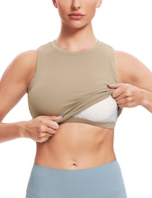 Load image into Gallery viewer, Natural Feelings Nudi Sports Bras for Women Removable Padded Yoga Tank Tops Sleeveless Fitness Workout Crop Tops Khaki
