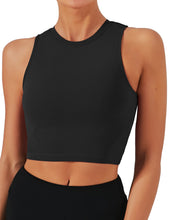 Load image into Gallery viewer, Natural Feelings Nudi Sports Bras for Women Removable Padded Yoga Tank Tops Sleeveless Fitness Workout Crop Tops Black
