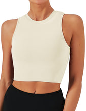 Load image into Gallery viewer, Natural Feelings Nudi Sports Bras for Women Removable Padded Yoga Tank Tops Sleeveless Fitness Workout Crop Tops Ivory White
