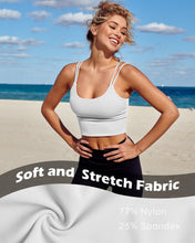 Load image into Gallery viewer, Everrysea Longline Sports Bra for Women Padded Workout Tank Tops Built in Bras Strappy Yoga Corp Top Camisole White
