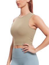 Load image into Gallery viewer, Natural Feelings Nudi Sports Bras for Women Removable Padded Yoga Tank Tops Sleeveless Fitness Workout Crop Tops Khaki
