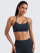 Load image into Gallery viewer, CRZ YOGA Butterluxe Womens Y Back Sports Bra - Padded Racerback Low Impact Spaghetti Thin Strap Workout Yoga Top True Navy

