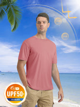 Load image into Gallery viewer, Dry Fit Shirts Men Workout Shirts Summer UPF 50 Shirts Rash Guards Shirts Moisture Wicking Running T-Shirt Outdoor Tshirts Grey Pink
