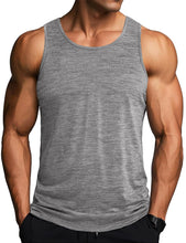 Load image into Gallery viewer, MAGCOMSEN Men's Tank Tops Quick Dry Gym Muscle Workout Athletic Summer Swim Running Tanks Top Light Grey
