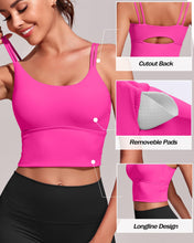 Load image into Gallery viewer, Everrysea Longline Sports Bra for Women Padded Workout Tank Tops Built in Bras Strappy Yoga Corp Top Camisole

