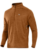 Load image into Gallery viewer, NORTHYARD Men's Long Sleeve Quarter Zip Running Shirt – Moisture Wicking Athletic Pullover | Orangeheather

