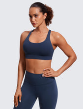 Load image into Gallery viewer, CRZ YOGA Women's Strappy Sports Bras Fitness Workout Padded Yoga Criss Cross Back Cami Navy
