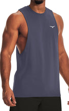 Load image into Gallery viewer, Project Titan Men's Drop Arm Tank Top – Loose Fit Cut Off Sleeveless Gym Shirt for Weightlifting &amp; Training in Tempered Steel Purple
