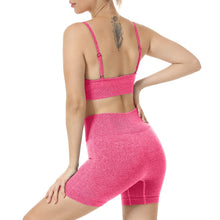 Load image into Gallery viewer, Women Seamless Yoga Set 2 Piece Workout Sport Bra with High Waist Shorts Legging Outfit Tracksuit.JNINTH (Rose Red)
