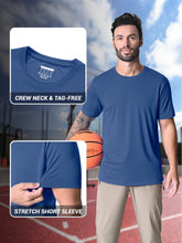 Load image into Gallery viewer, Mens Short Sleeve T Shirts UPF 50+ Shirt Sun Protection T-Shirts Rash Guards Gym Shirts Workout Quick Dry T-Shirt Blue Grey
