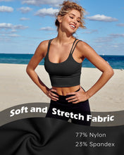 Load image into Gallery viewer, Everrysea Longline Sports Bra for Women Padded Workout Tank Tops Built in Bras Strappy Yoga Corp Top Camisole Black
