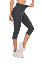 Load image into Gallery viewer, Steppe Naked Feeling High Waisted Yoga Pants Women's Workout Capris Leggings with Pockets Tummy Control Buttery Soft Running Compression Capris for Athletic Gym Exercise Fitness Dark Grey
