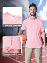 Load image into Gallery viewer, MAGCOMSEN Men's UPF 50+ Short Sleeve T-Shirt – Lightweight Moisture Wicking Gym &amp; Running Shirt | Light Pink
