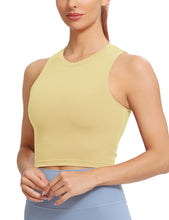 Load image into Gallery viewer, Natural Feelings Nudi Sports Bras for Women Removable Padded Yoga Tank Tops Sleeveless Fitness Workout Crop Tops Cream Yellow
