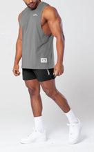 Load image into Gallery viewer, Project Titan Men's Drop Arm Tank Top – Cut Off Sleeveless Gym Shirt for Weightlifting &amp; Bodybuilding in Steel Grey
