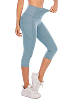 Load image into Gallery viewer, Steppe Naked Feeling High Waisted Yoga Pants Women's Workout Capris Leggings with Pockets Tummy Control Buttery Soft Running Compression Capris for Athletic Gym Exercise Fitness Blue Ashes
